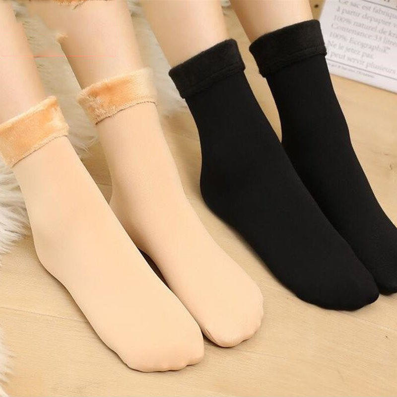 Winter hot-selling men plush thick Thickened velvet warm solid color mid-calf socks snow socks