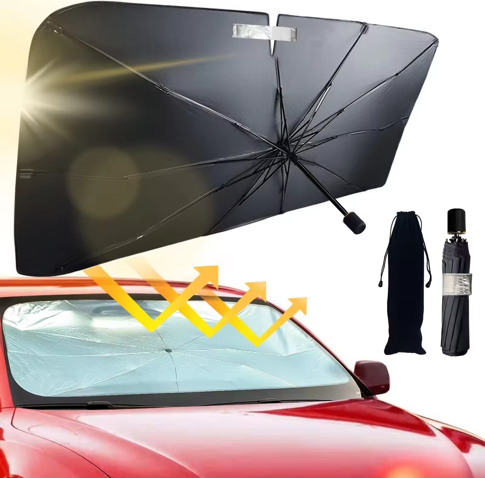 Foldable Car Umbrella Sunshade Cover UV Block Car for Auto Windshield Covers Most Cars