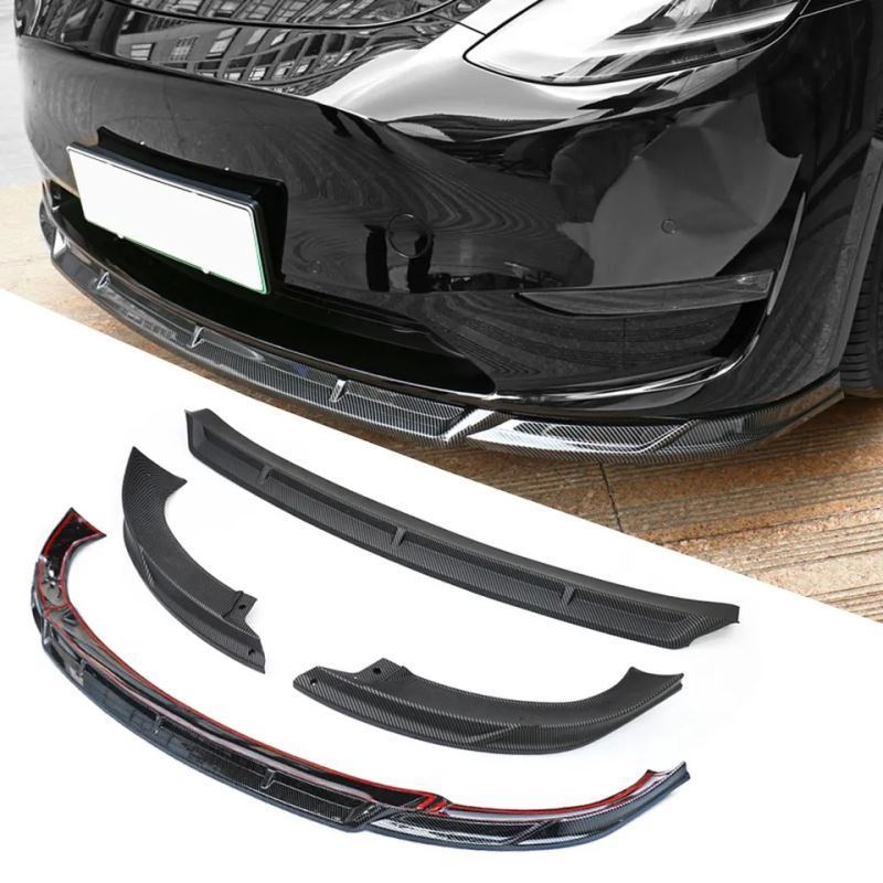 Real Carbon Fiber Bumper Front Lip Spoiler Chin Guard For Tesla Model Y