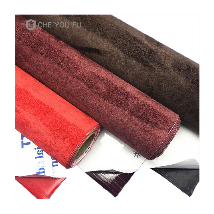 Waterproof synthetic leather self adhesive suede leather for auto decoration