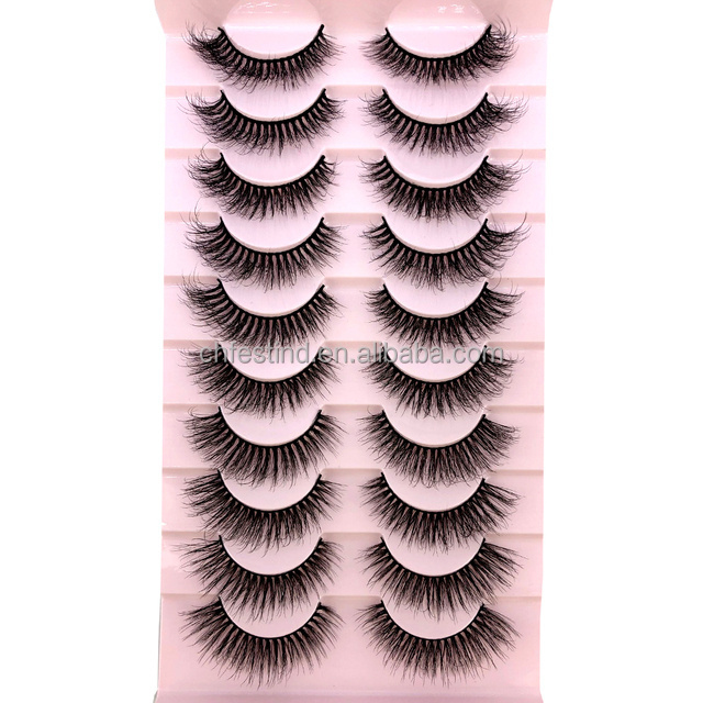 10 Pairs 3D Faux Mink Lashes Fluffy Soft Full Thick Wispy Natural long False Eyelashes Curly lashes wholesale lashes