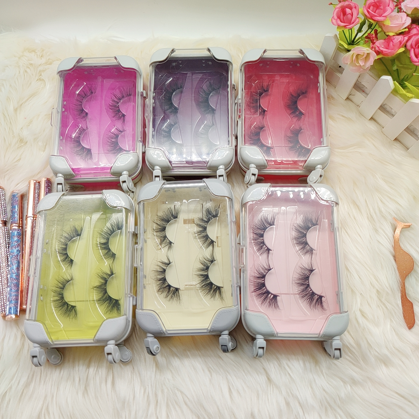 2021 Base Private Label Vendor Custom Glitter Kids Vegan Set Wholesale Fruit Oil Lip Gloss Mini suitcase for lipgloss