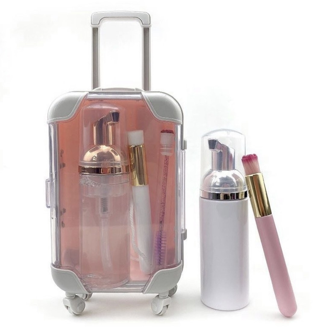 2021 Base Private Label Vendor Custom Glitter Kids Vegan Set Wholesale Fruit Oil Lip Gloss Mini suitcase for lipgloss