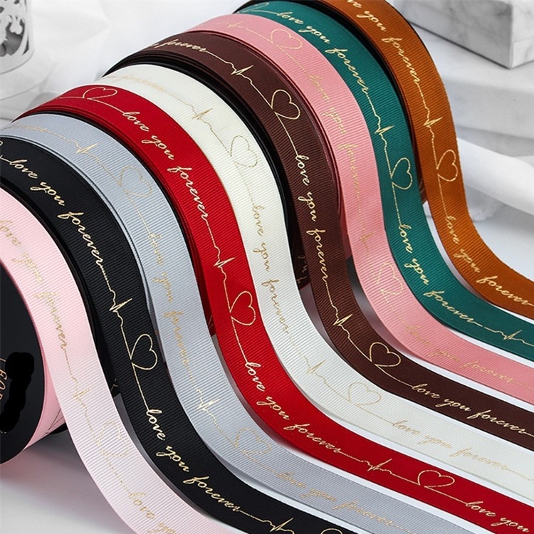 Chuna Factory Custom 2cm Polyester Satin Ribbon With Logo Gold Stamp