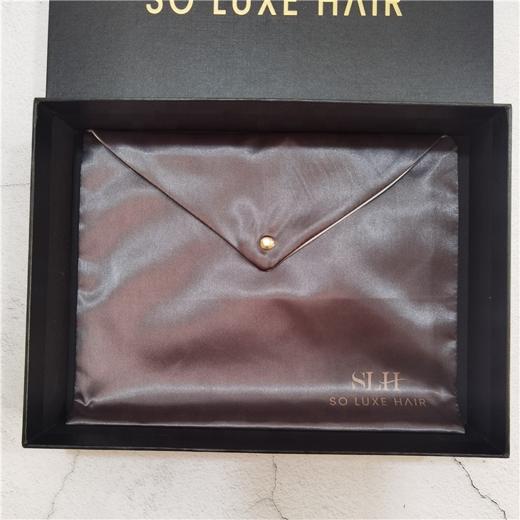 CH Luxury Wig Bags Silk Satin Envelope Snap Button Gift Bag With Packing Box Satin Silk Lining Dust Bags With Custom Logo