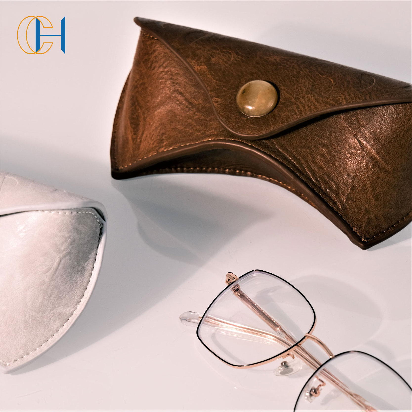 Luxury sunglasses box eyewear accessories custom leather high end eye glasses soft case