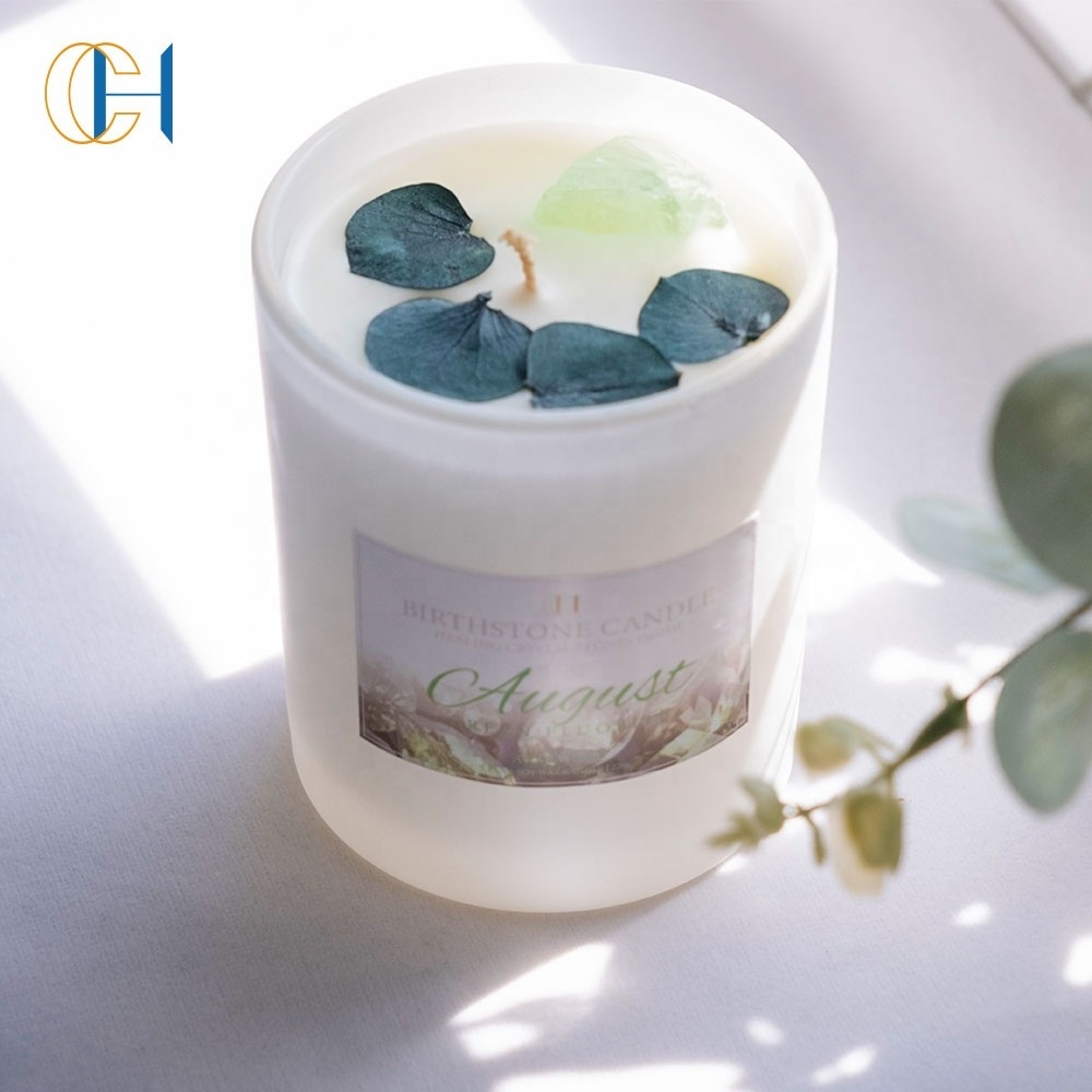 Private Label Manufacturer Luxury Crystal Healing Spiritual Chakra Natural White Sage Cedar Scented Soy Candles