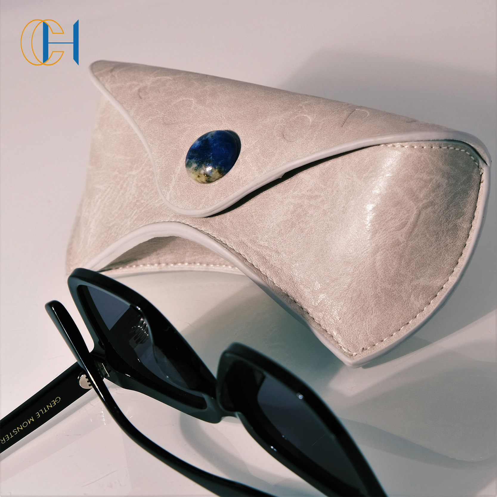 Luxury sunglasses box eyewear accessories custom leather high end eye glasses soft case