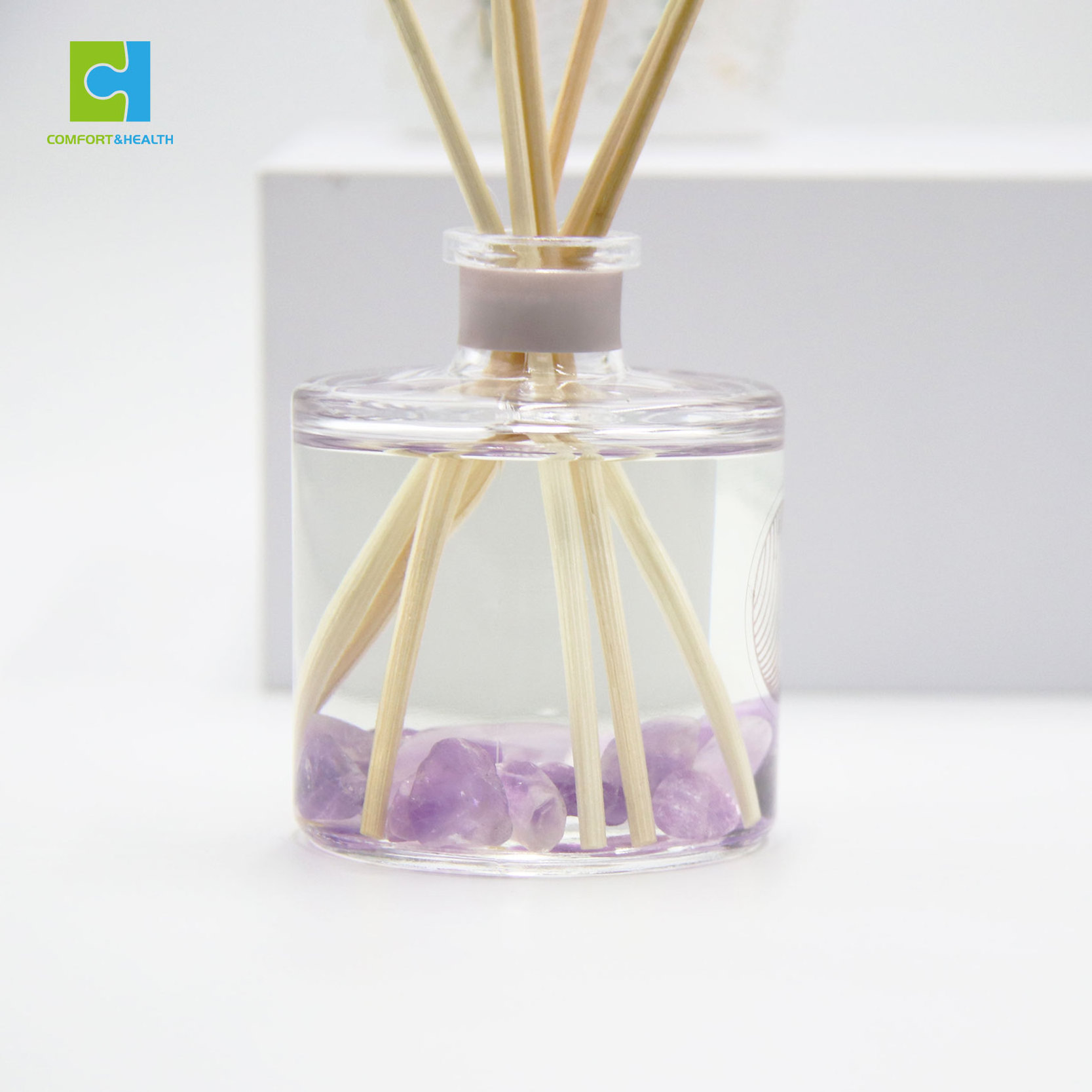 Latest Design Gemstone Crystal Infused Wholesale Ceramic Aroma Scented Reed Diffuser with Rattan Stick