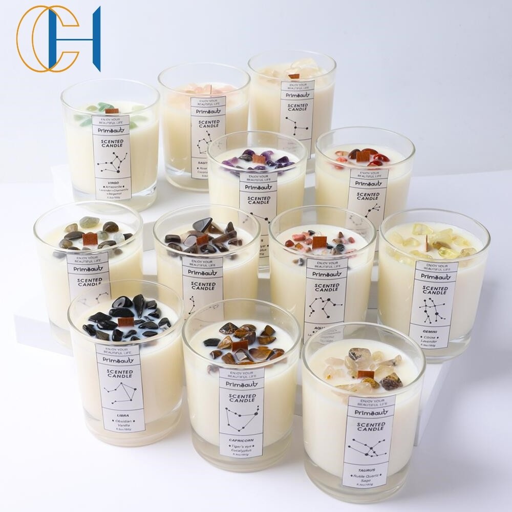 C&H Wholesale Bougies Soy Candle Crystal Flower 400g Multi Colored With Healing Crystals Spritual Candle