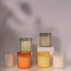 Wholesale Glass Scented Candle High Quality Flameless Candle Colorful Glass Pillar Candles With Lid