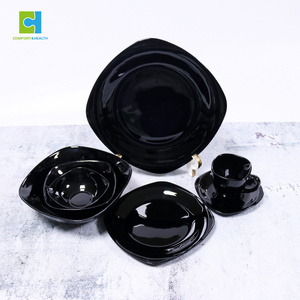 C&H Indian Style Black Opal Dinnerware Set Heat Resistant opal Glassware Dinner Set