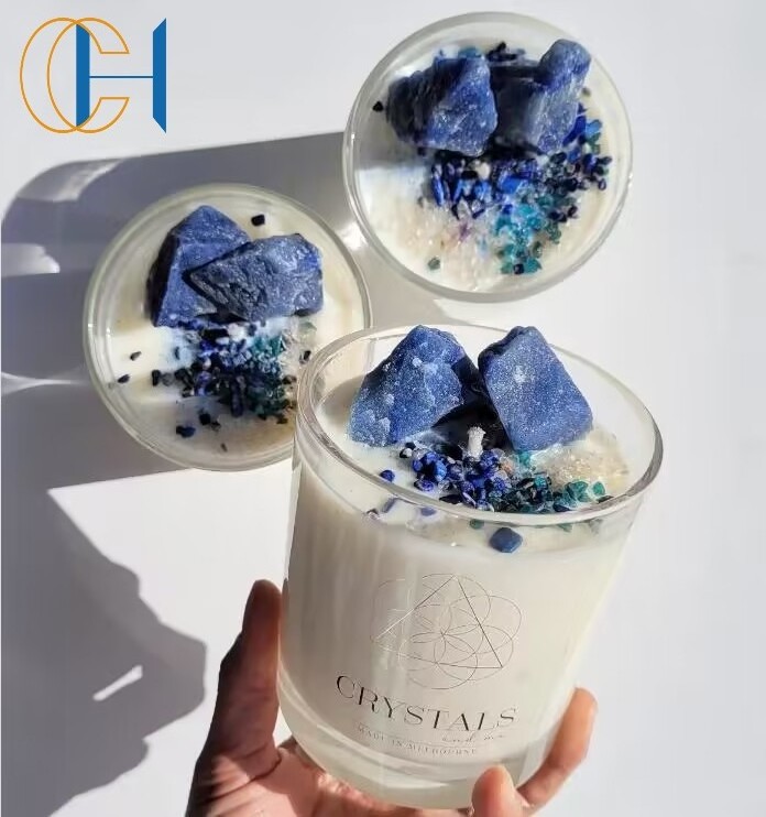 C&H Wholesale Bougies Soy Candle Crystal Flower 400g Multi Colored With Healing Crystals Spritual Candle