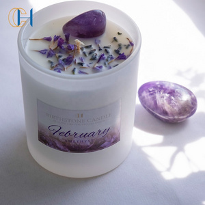 Private Label Manufacturer Luxury Crystal Healing Spiritual Chakra Natural White Sage Cedar Scented Soy Candles