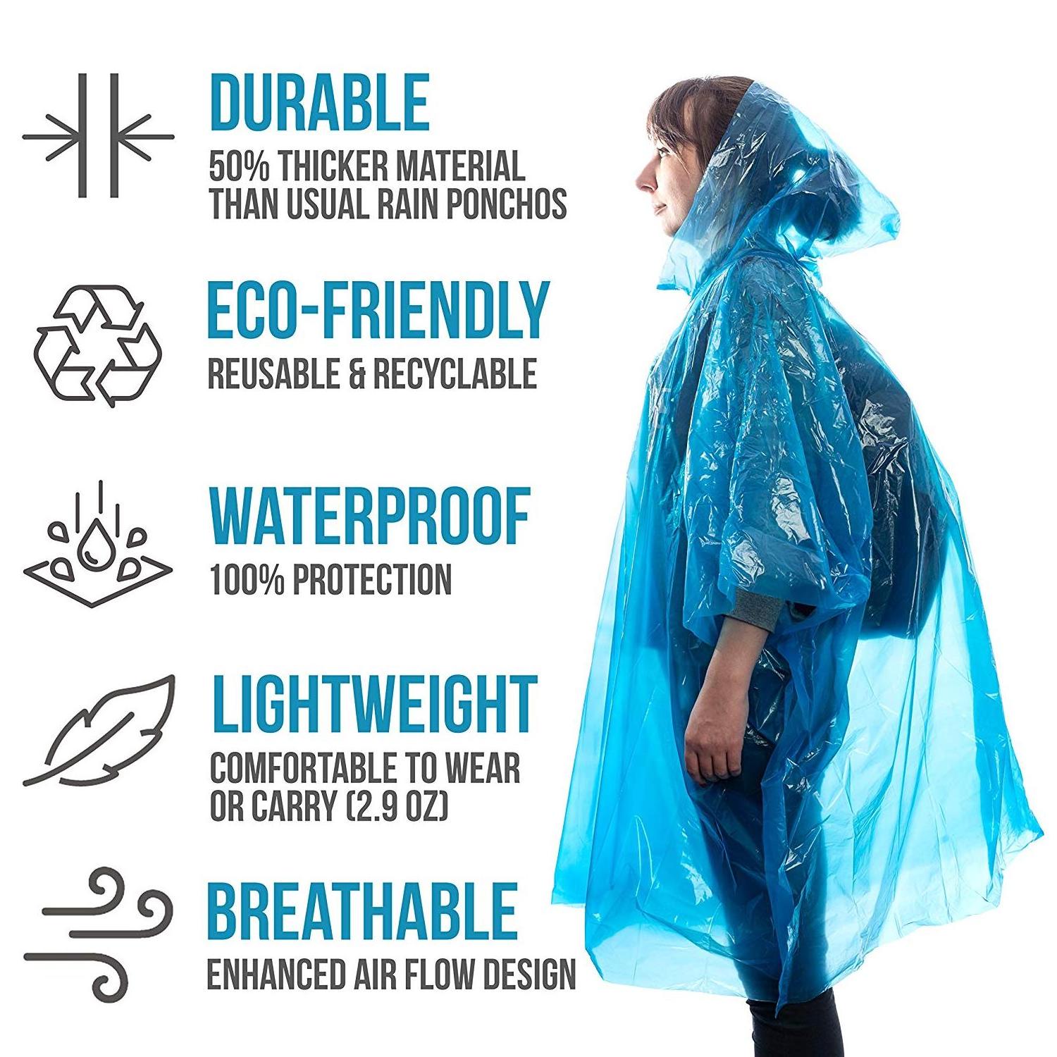 Disposable Rain Clear rain Poncho Jackets Emergency Raincoats Family Packs for Adults Men Women