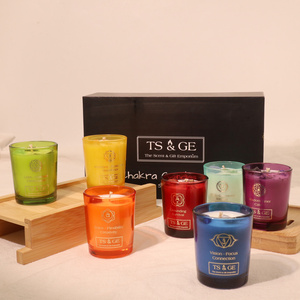 C&H Healing Yoga Crystal 7 Chakra Tea Light Aromatherapy Candle Set Small Chakra Candles Limited Stock