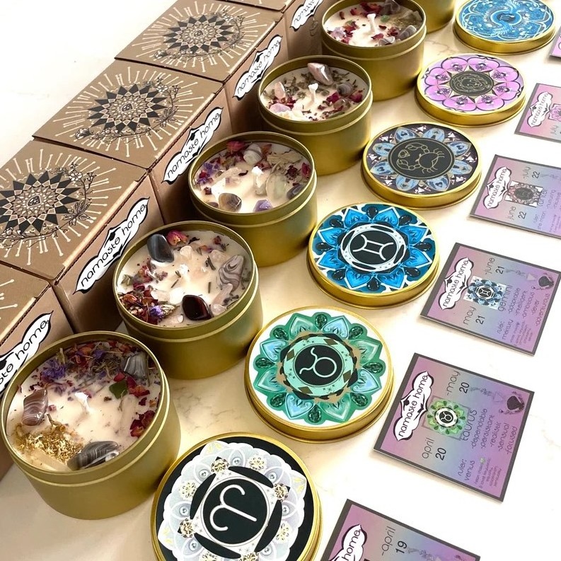 Wholesale Custom crystal scented candles Seven color Seven Chakra tea lights with gift box