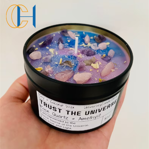 C&H Luxury 8 oz Crystal Candle Non Toxic Soy Wax Crystal Scented Candles