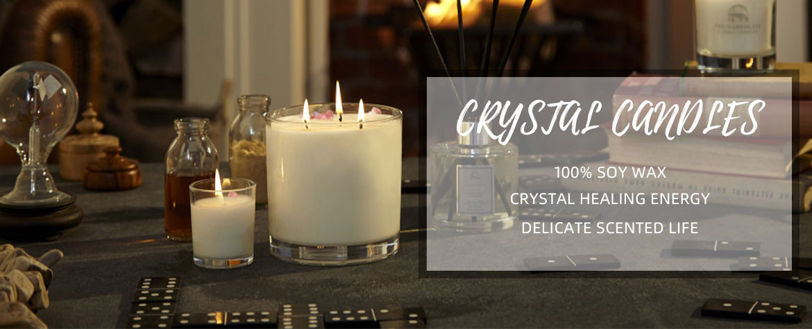 C&H Custom Manifestation Healing Crystal Infused Luxury Aroma Jar Candles Private Label Glass Scented Candle