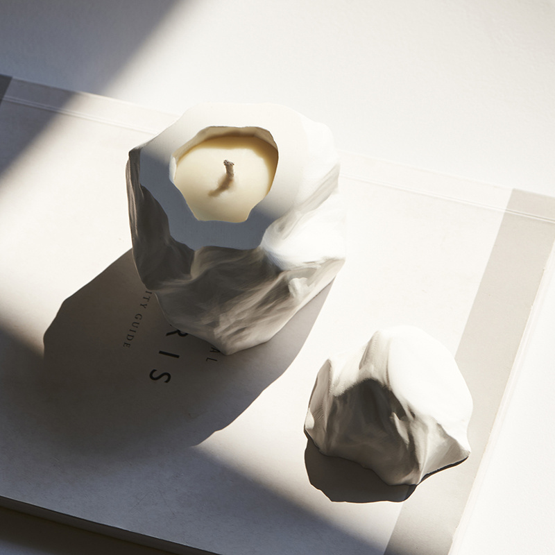 C&H Custom Size Irregular Cement Candle Jar Wholesale Frosted Square Mini Home Decoration Concrete Ceramic Candle Jar