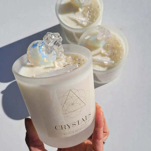 C&H Custom Manifestation Healing Crystal Infused Luxury Aroma Jar Candles Private Label Glass Scented Candle