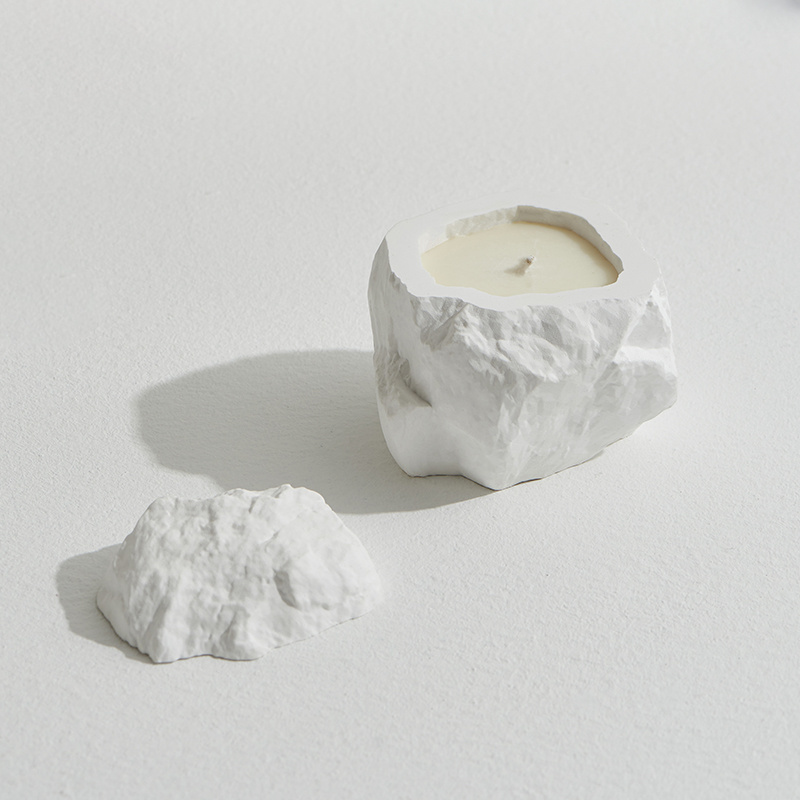 C&H Custom Size Irregular Cement Candle Jar Wholesale Frosted Square Mini Home Decoration Concrete Ceramic Candle Jar