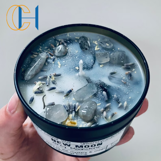 C&H Luxury 10 oz Crystal Candle Non Toxic Soy Wax Scented Candles Ignited With A Crackling Wooden Wick