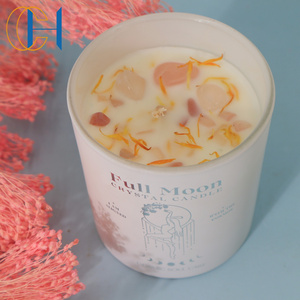 C&H Wholesale Custom Logo Popular Handmade Healing Soy Gift Flower Crystal Scented Candle