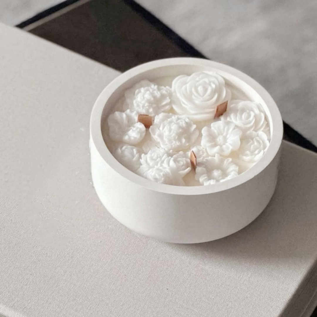 C&H Wholesale Private Label Custom Luxury Hearing Soy Wax Flower Smokeless Crystal Scented Candle