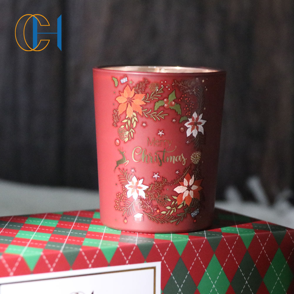 C&H Christmas Gift Set Custom Soy Candle Glass Jar Cinnamon Fragrance Oil Scented Candle