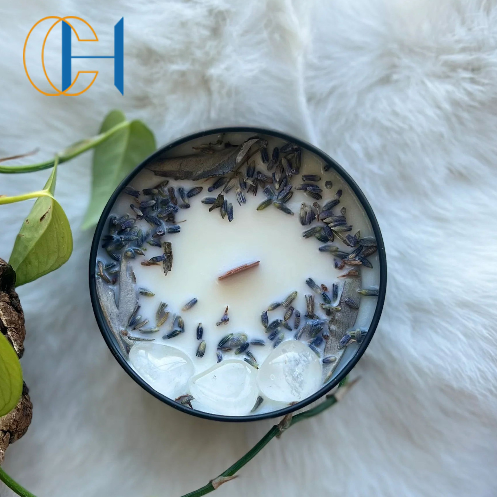 CH Manifestation Intention Anti Depression Sunshine Positive Energy Crystal Dry flower Gift  Big Candle