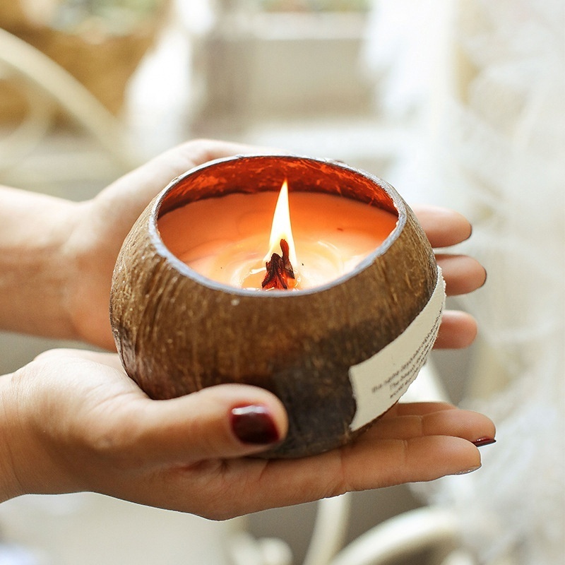 C&H  Hot Selling Custom Home Fragrance Pumpkin Coconut Candle Coconut Shell Scented Candles