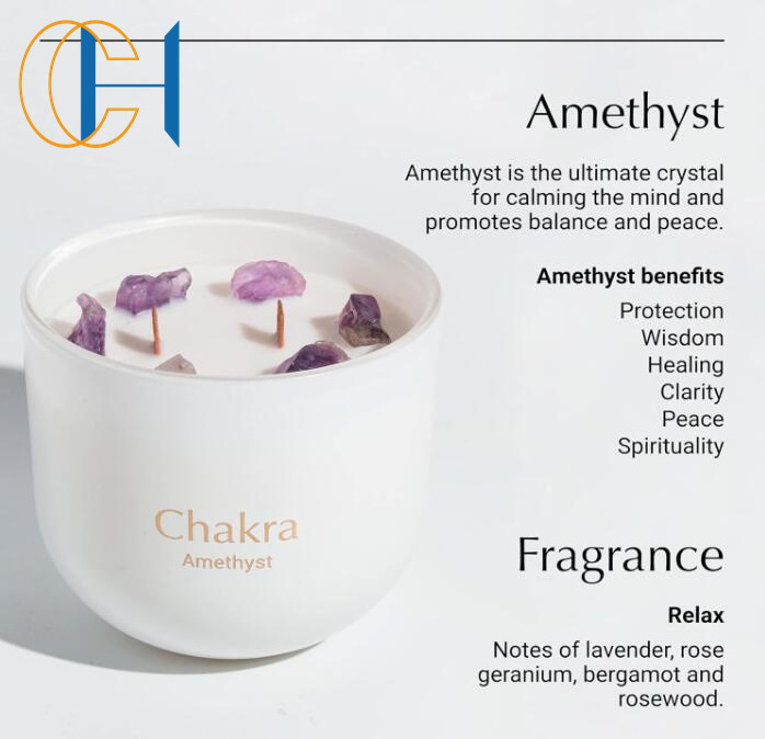 C&H Wholesale Wedding Favors Essential Oil Aroma Sets Crystal Scented Candle Gemstone Infused Mediation Candles