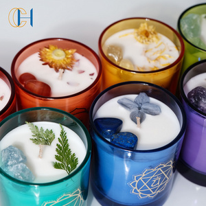 C&H  Wholesale Customization Luxury Seven Chakras Hearing Relax Soy Crystal Scented  Candles