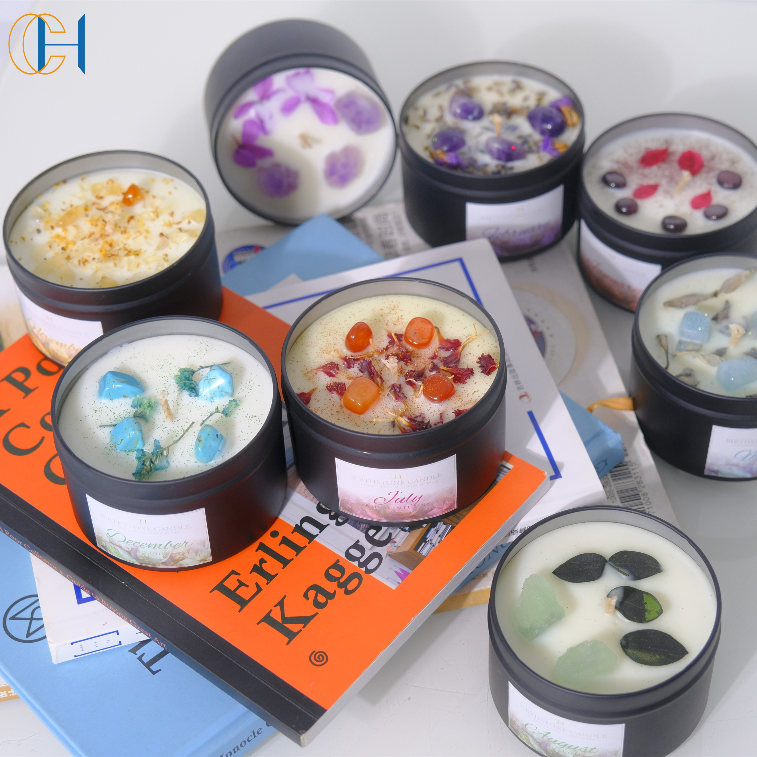 C&H Customized Luxury Spiritual Healing Gift Energy Candle Chakra Soy Wax Candle Aromatherapy Scented Crystal Candles