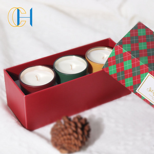 C&H Christmas Gift Set Custom Soy Candle Glass Jar Cinnamon Fragrance Oil Scented Candle