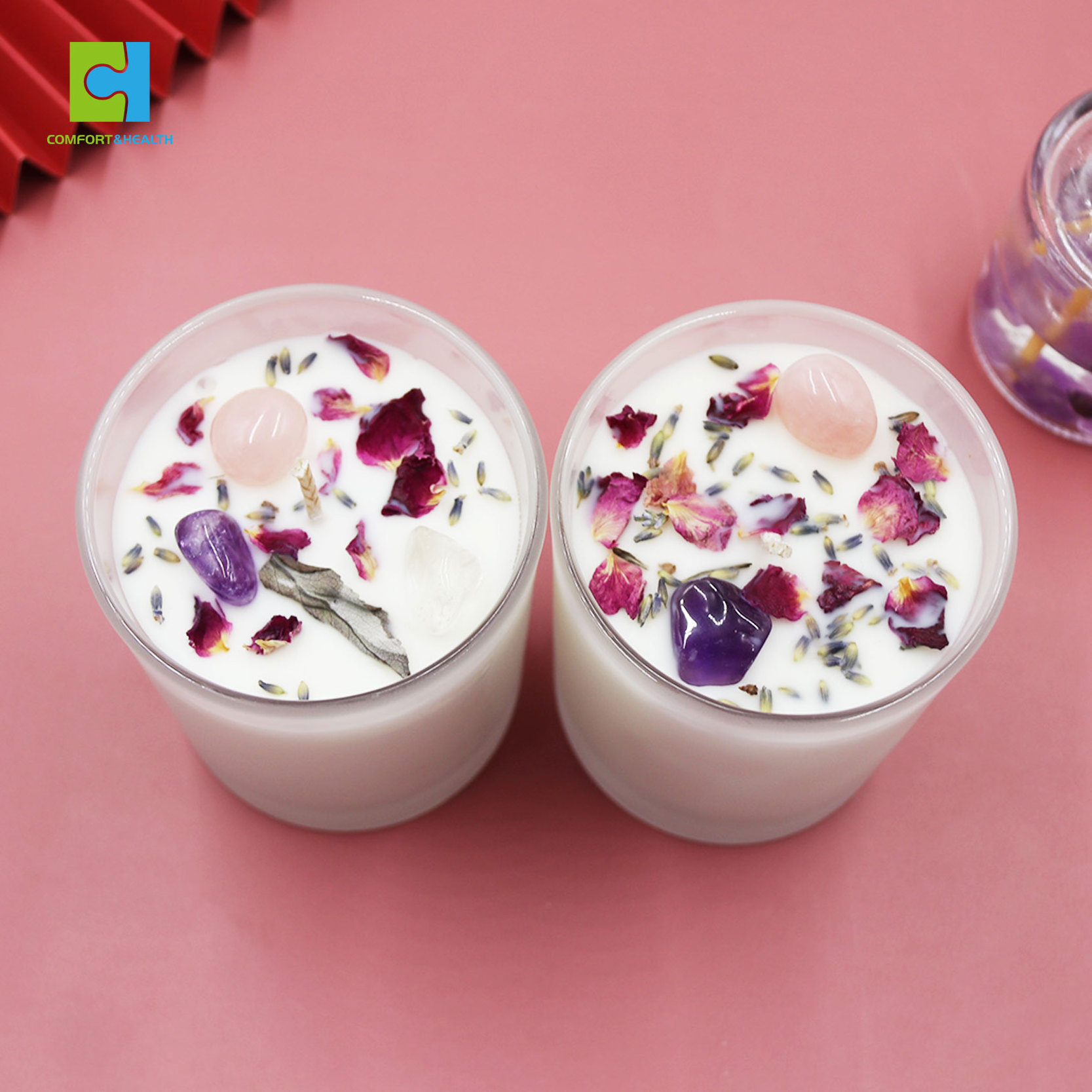 100% soy wax  Nature Crystal Mason Floating Candles Scented Glass Jar Candle lid soy wax candle