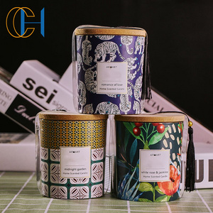 C&H Custom Label Full Pattern Cultural Style Luxury Scented Candles Bulk 7oz 8oz Glass Jar Home Decor Aromatic Healing Candle