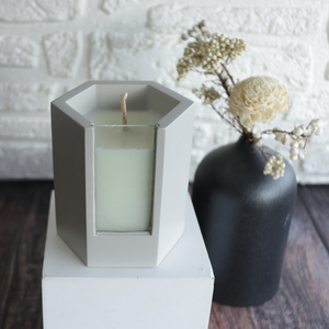 Large white cement candle concrete vessels bowl jars container with lid for candles square black concrete candle jars