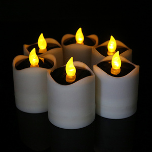 Waterproof Outdoor Lighting Home Decoration Electronic Plastic Candle Led Solar Tea Light Candles