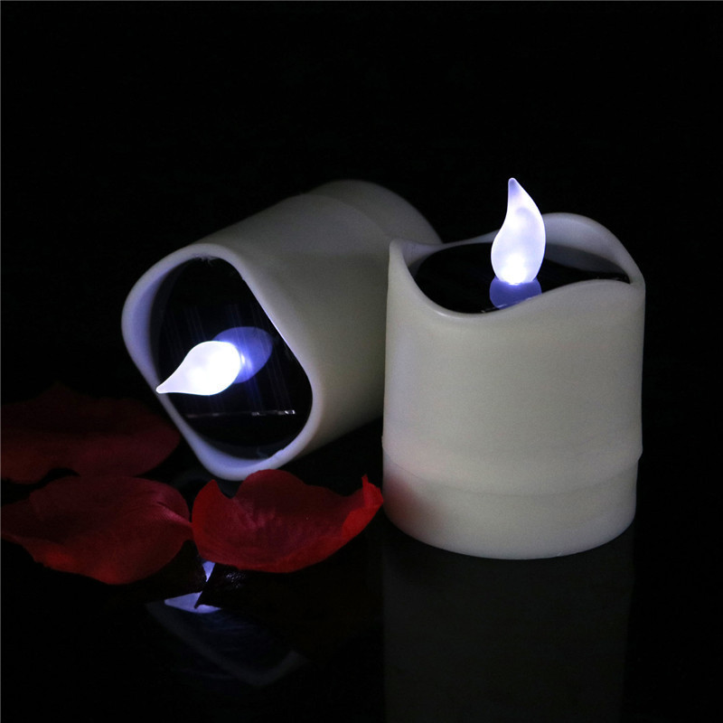 Waterproof Outdoor Lighting Home Decoration Electronic Plastic Candle Led Solar Tea Light Candles