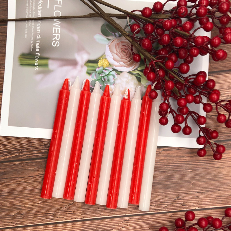 Home Emergency Lighting Red And White Candles Romantic Atmosphere Bar Paraffin Wax Candles