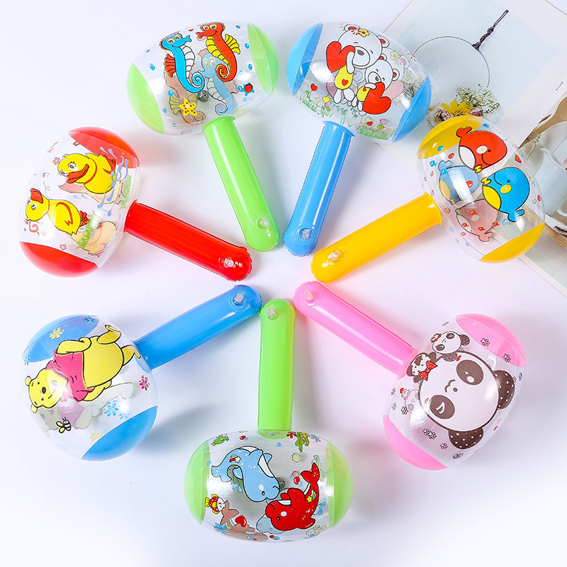 Wholesale 22 Cm Cartoon Plastic Pvc Small Hammer Toy Cute Inflatable Animal Hammer Toys With Bell For Kids