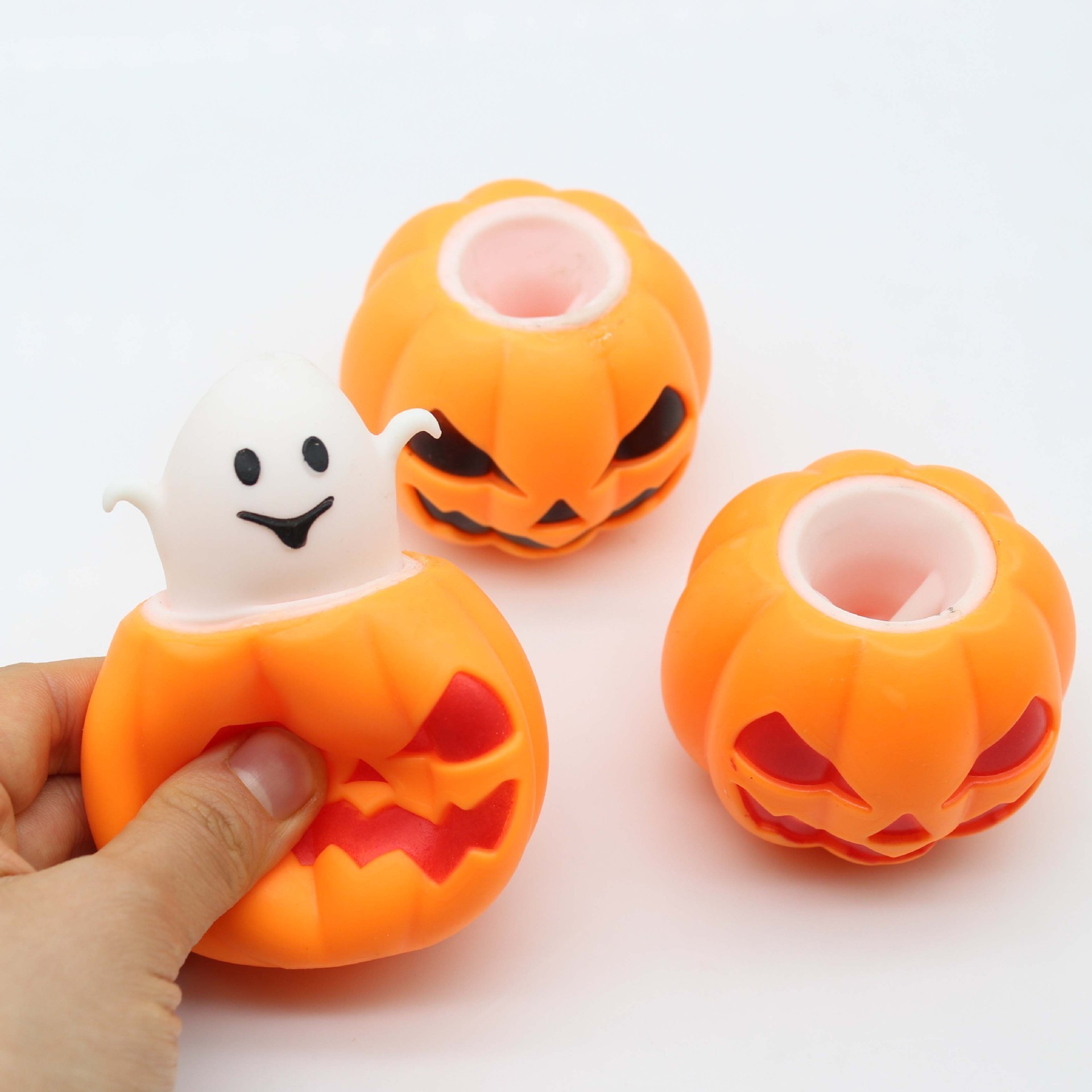 Halloween Hot Selling Funny Pumpkin Hair Vent Ball Toy Pumpkin Ghost Decompression Squeeze Toy