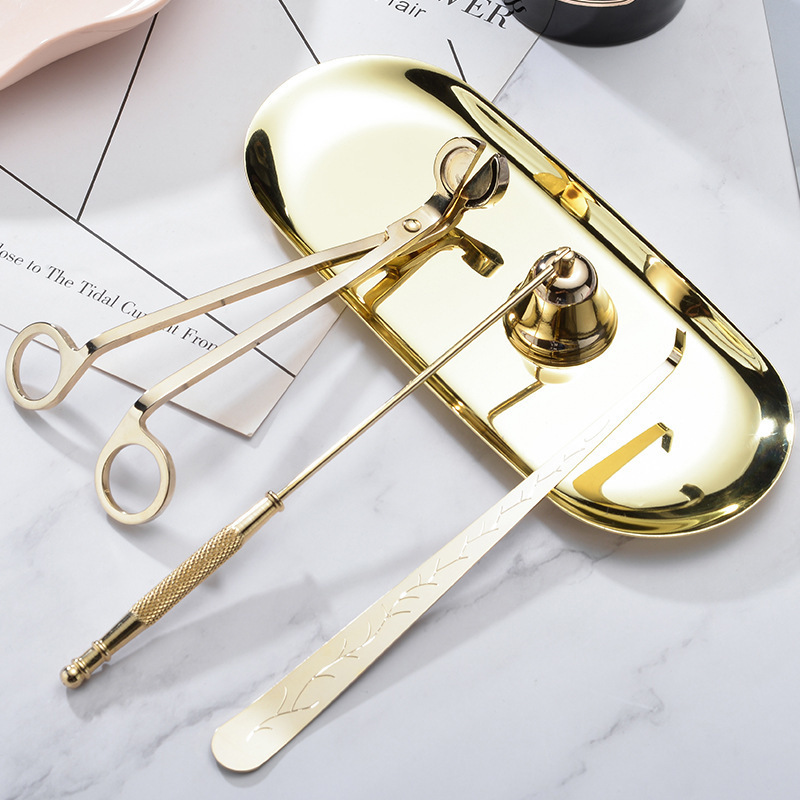 Wholesale Gold Color Candle Care Kit Candle Scissors Snuffer Wick Trimmer Dipper Candle Extinguisher Kit