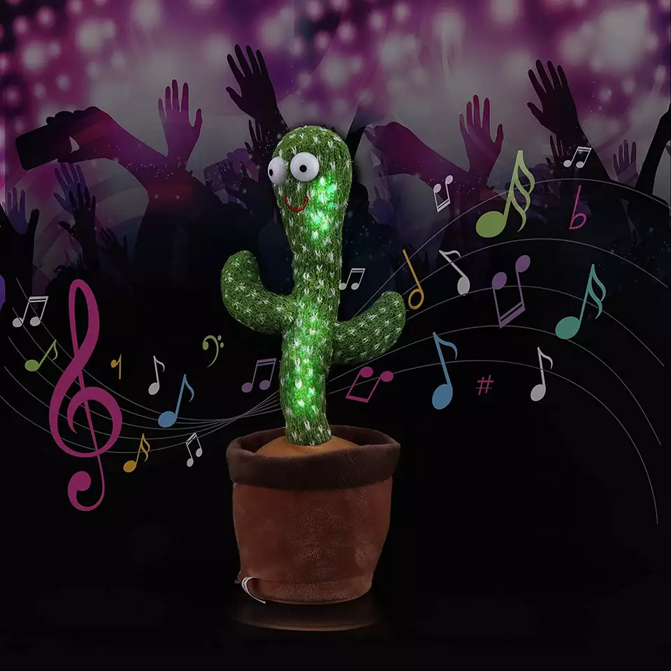 Talking Repeat Singing Sunny Cactus Toy Sunny The Cactus Sing Repeat Dancing Recording LED(120 Songs) Dancing Cactus Toy