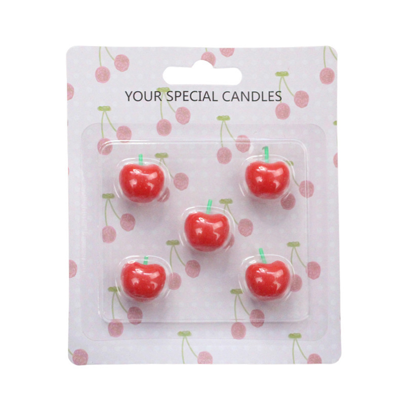 Birthday Cake Party Decoration Red Romantic Cute Fruit Little Cherry Candles