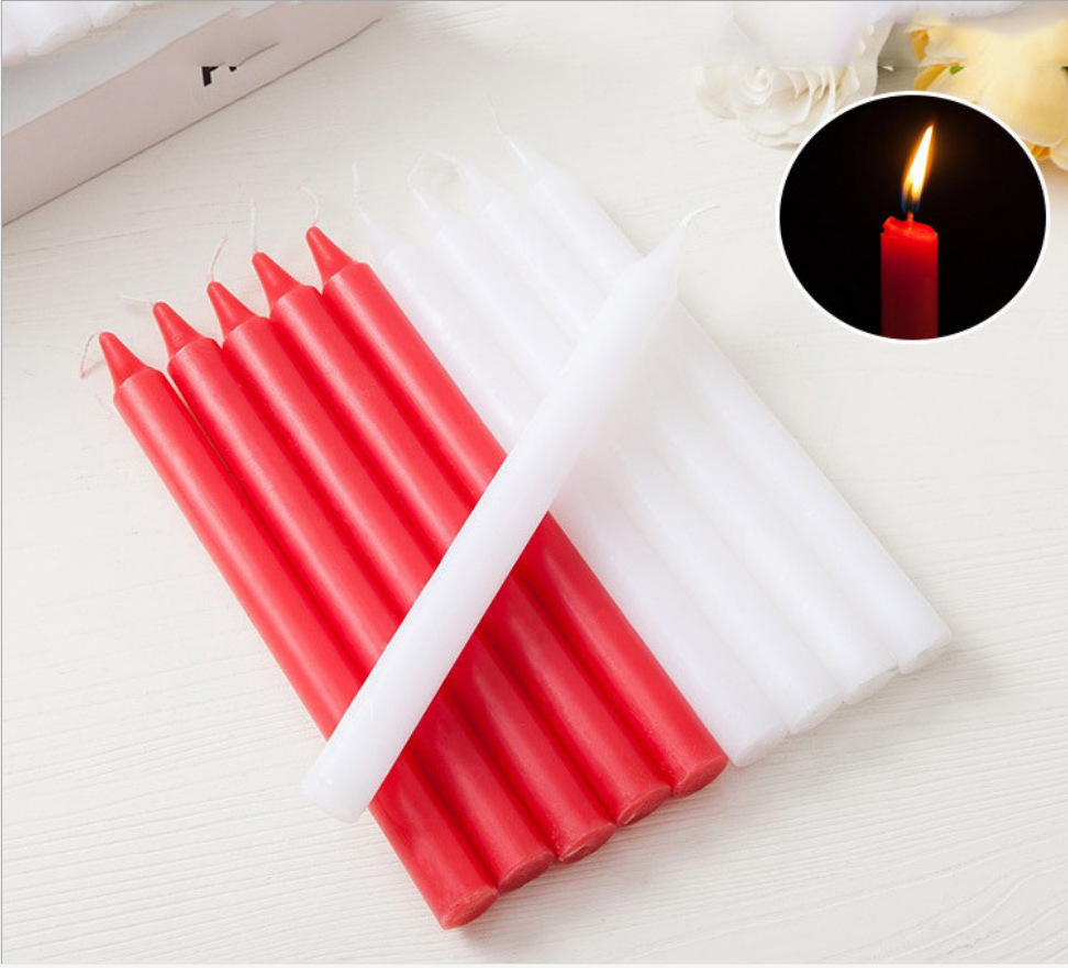 Home Emergency Lighting Red And White Candles Romantic Atmosphere Bar Paraffin Wax Candles