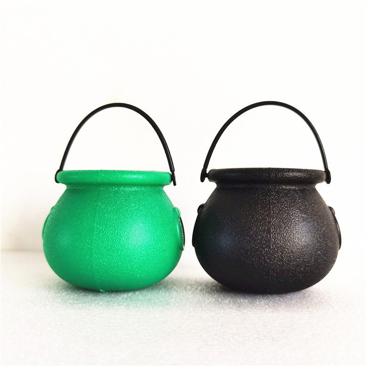 Wholesale Halloween Props Candy Bucket Plastic Mini Black And Green Halloween Witch Cauldron