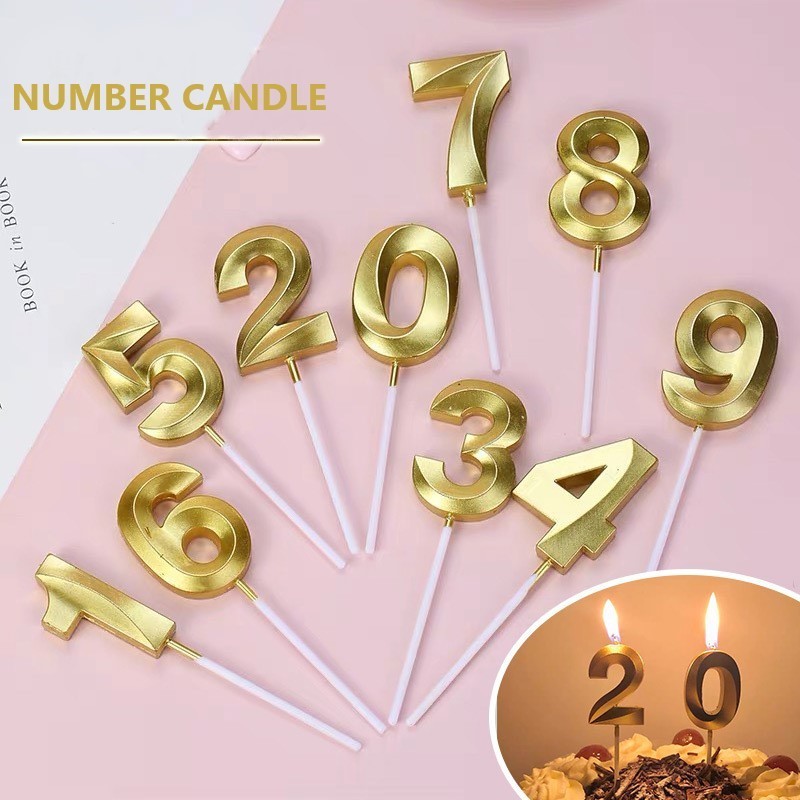 Wholesale Festival Celebration Children Adult Creative Party Decoration 3D Gold Number Cake Birthday Candles